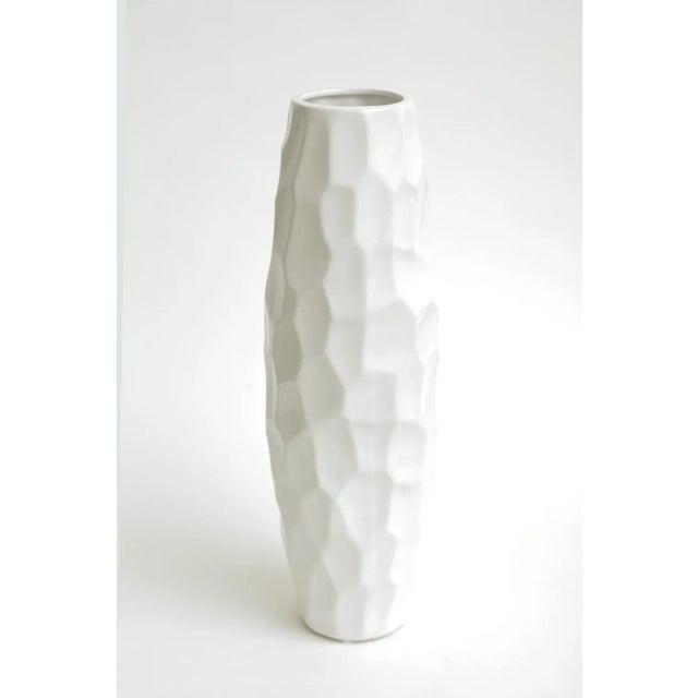 Modern Vintage Italian White Ceramic Textural Vase or Vessel, 1980's For Sale - Image 3 of 10