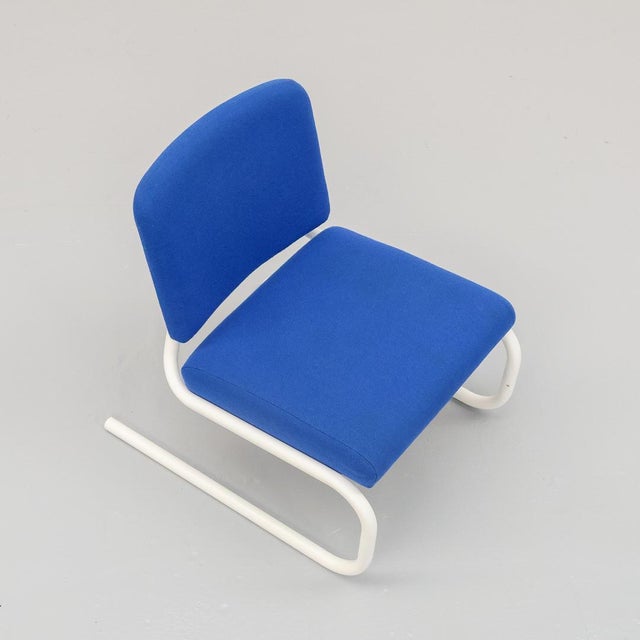 Postmodern Blue Tubular Frame Lounge Chair | Chairish