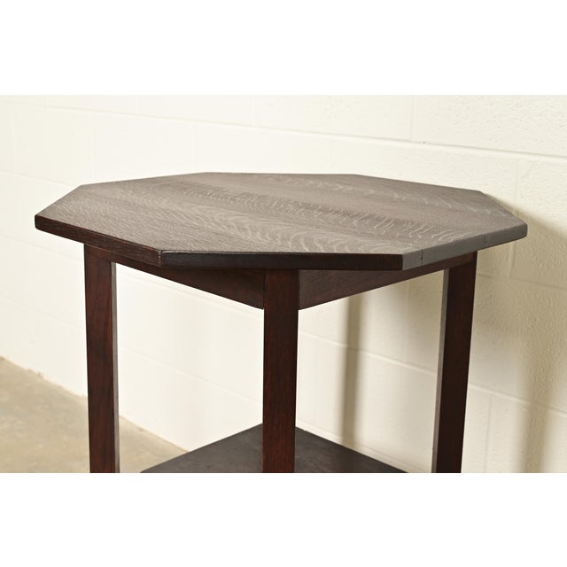 Stickley Brothers Antique Mission Oak Arts & Crafts Lamp Table or Center Table, Newly Refinished For Sale In South Bend - Image 6 of 8