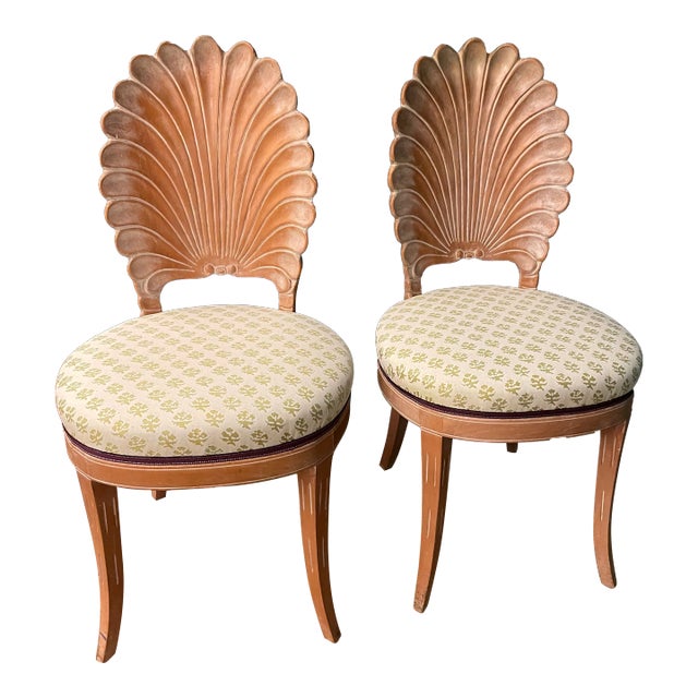 Pair of Italian Grotto Chairs in Fortuny For Sale