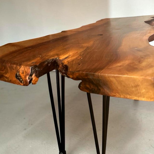 Handcrafted Live Edge Black Walnut Coffee Table With Hairpin Legs For Sale - Image 17 of 18