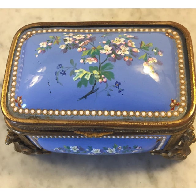 Metal 1885 Bronze Gilt and Hand Painted Enameled Cofferette For Sale - Image 7 of 12