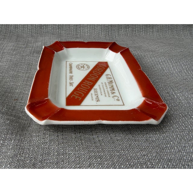 French Vintage Porcelain French Gordon Rouge Champagne Catchall Ashtray For Sale - Image 3 of 11