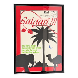 Vintage Rai Sandokan Promotional Poster by Gemma Fiorentini and Michela Papadia, 1970 For Sale
