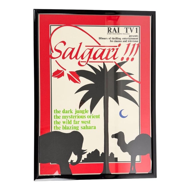 Vintage Rai Sandokan Promotional Poster by Gemma Fiorentini and Michela Papadia, 1970 For Sale