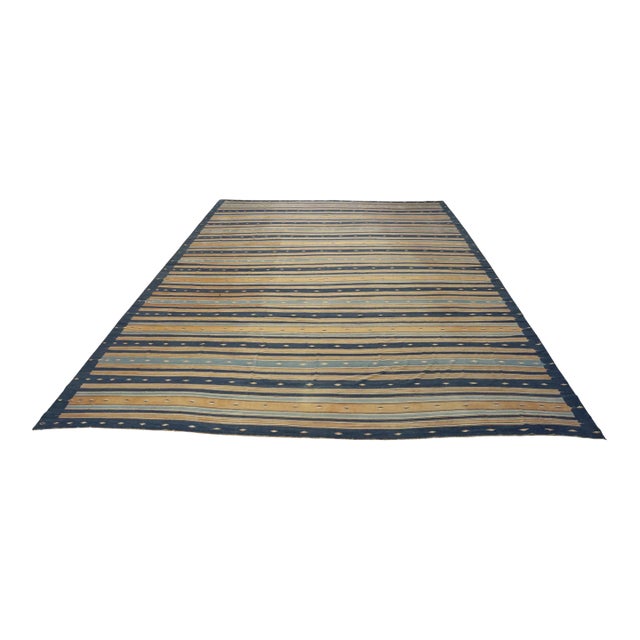 Vintage Dhurrie Rug, With Colorful Geometric Stripes, From Rug & Kilim For Sale