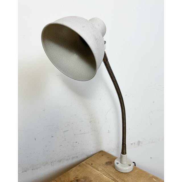 1960s Industrial Grey Workshop Gooseneck Table Lamp, 1960s For Sale - Image 5 of 18