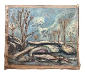 1930s Expressionist Plein Air Landscape Painting by Joachim Aviron