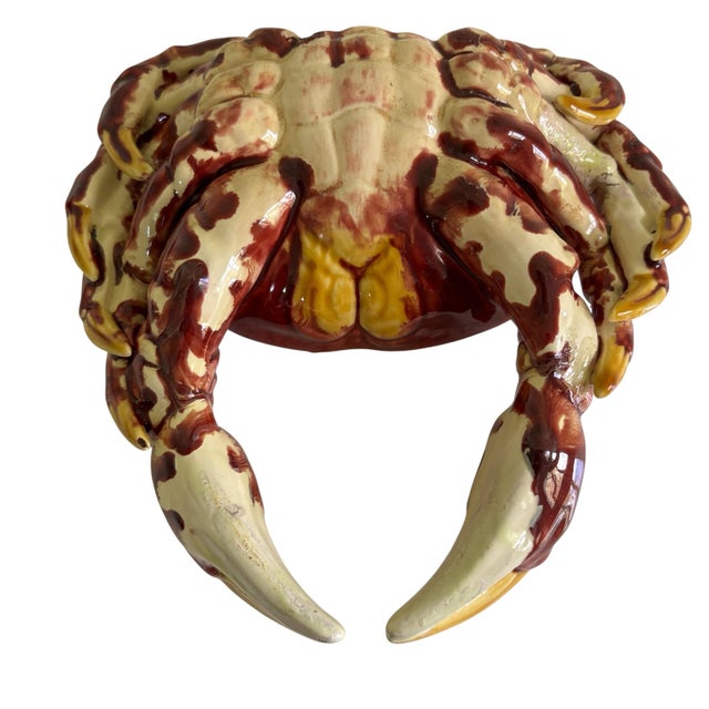 Red Vintage Portuguese Bernard Palissy Style Majolica Crab Tureen For Sale - Image 8 of 8