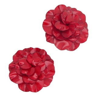 GERANIUM, Maxi earrings, Red, Stud For Sale