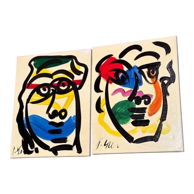 1970s Peter Keil Canvas Paintings a Pair For Sale