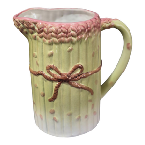 Vintage Asparagus Motif Portuguese Majolica Ceramic Pitcher