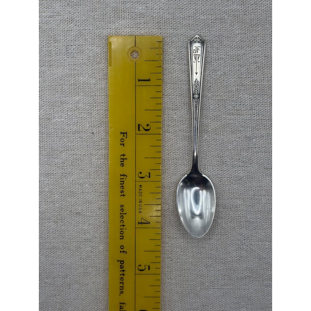 Towle Silversmiths 1920s Art Deco Sterling Monogrammed 4 Inch Spoons by Towle Silversmiths - Set of 8 For Sale - Image 4 of 6