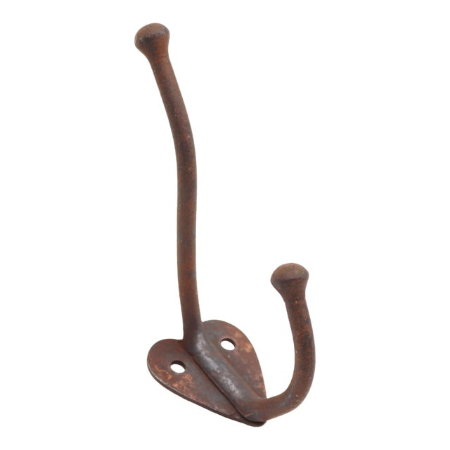 Vintage Cast Iron Double Arm Wall Hook For Sale