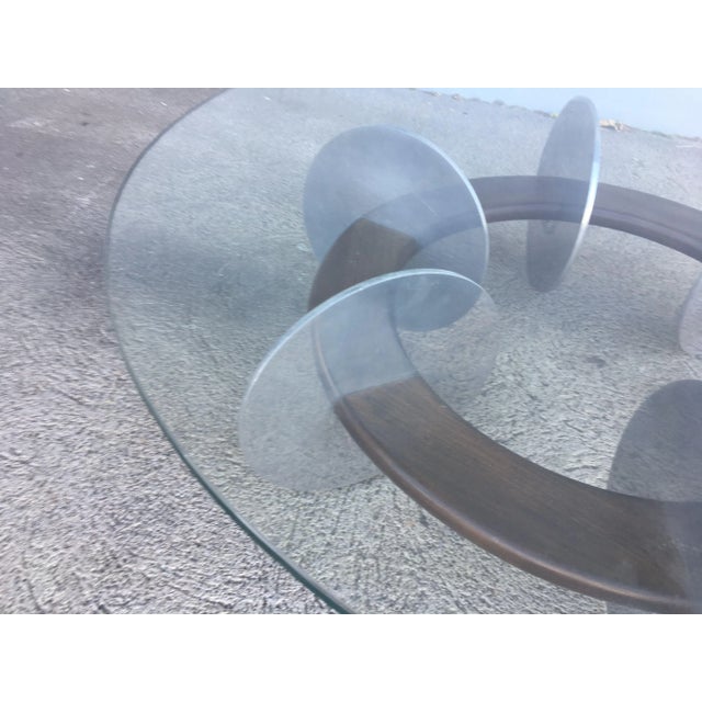 Knut Hesterberg Inspired Round Walnut and Stainless Steel Coffee Table For Sale - Image 4 of 8