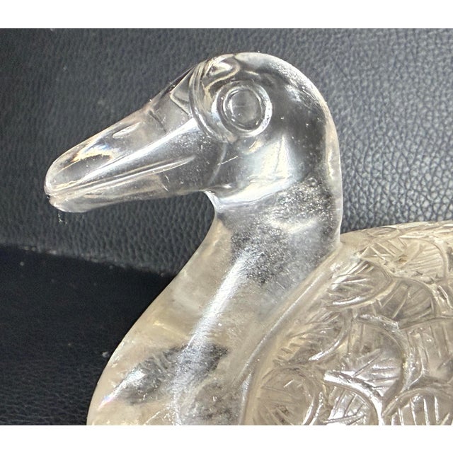 Antique Hand Carved Chinese Duck Bird Rock Crystal Stone Sculpture Statue For Sale - Image 4 of 13