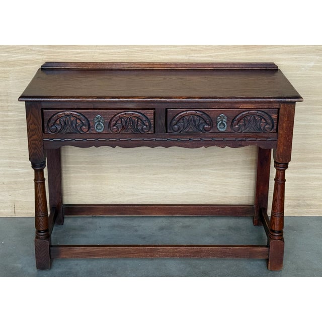Late 19th Century Spanish Country Walnut Sofa Table or Console Table with Carved Drawers, 1890s For Sale - Image 5 of 17