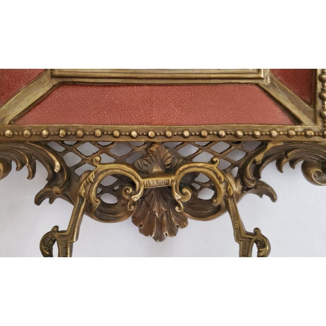 1960s Beveled Wall Mirror Red Shagreen Porcelain For Sale - Image 5 of 12