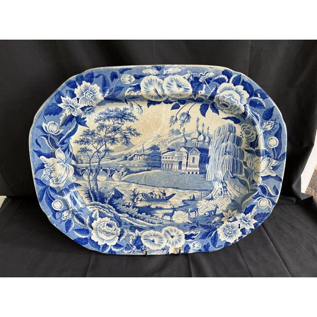 Antique English Blue and White Stoneware Meat Platters, Set of 4 For Sale - Image 12 of 18