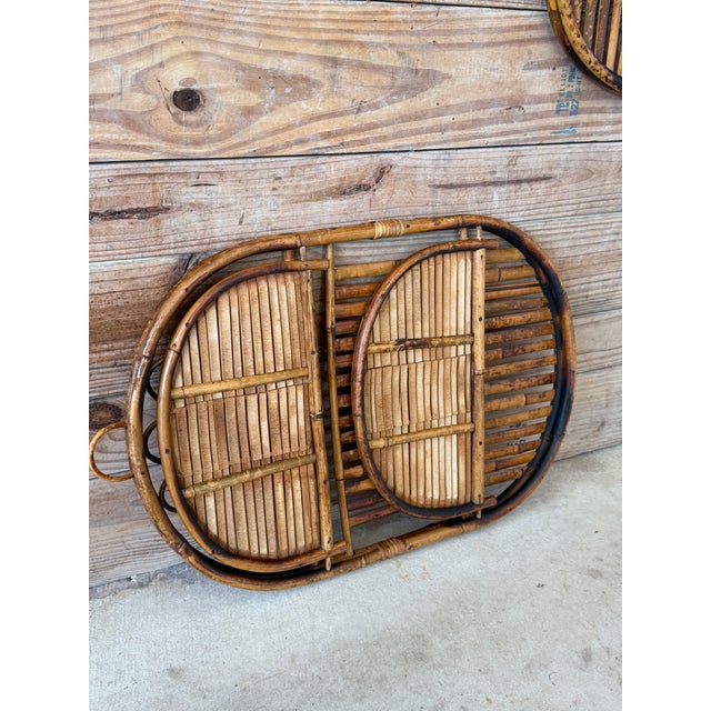 Vintage Boho Coastal Burnt Bamboo Two Tiered Sculptural Wall Shelves For Sale - Image 11 of 12