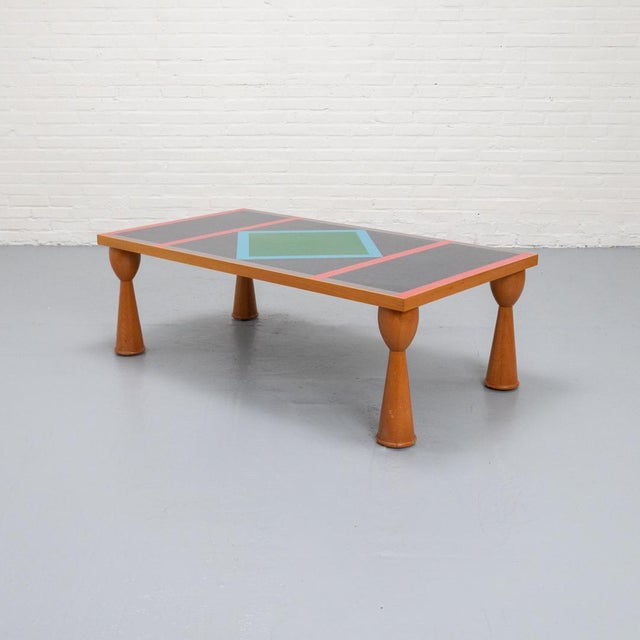 Rare coffee table from the Filicudi series, designed by Ettore Sottsass and Marco Zanini for Zanotta in 1993. A...