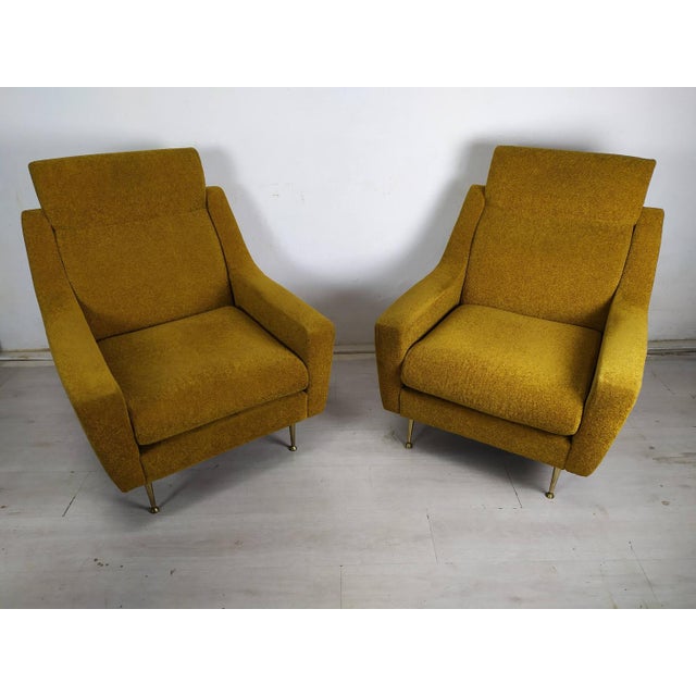 Set of Vintage Mustard Velvet Armchairs, 1960s For Sale - Image 4 of 18
