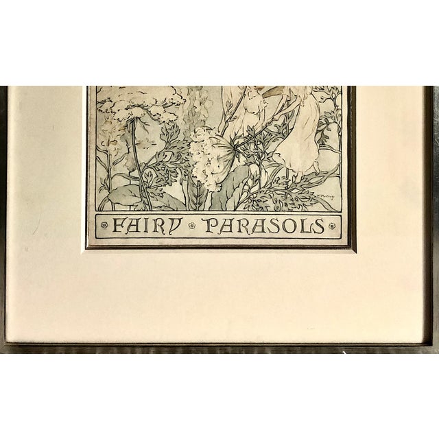 Antique Art Nouveau Fairy and Flower Framed Original Watercolor For Sale - Image 4 of 7