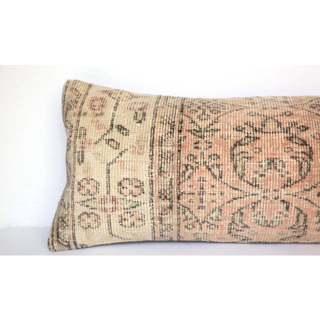 Traditional Bohemian Turkish Rug Pillow – Handwoven Vintage Lumbar Cushion Cover -14'' X 36'' For Sale - Image 3 of 9