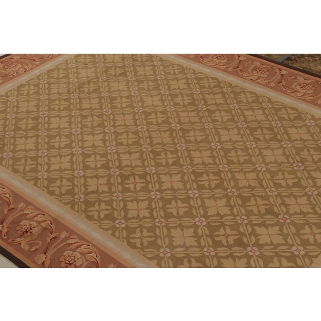 Traditional Rug & Kilim’s Aubusson Style Flatweave in With Beige-Brown Floral Pattern For Sale - Image 3 of 7
