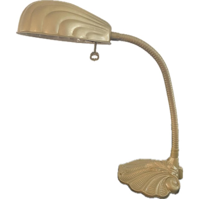 Vintage Flexible Gold Scallop Desk Lamp For Sale - Image 4 of 7