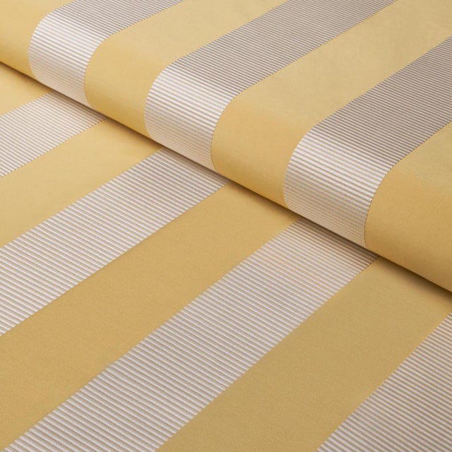 Schumacher Schumacher Madison Wide Stripe Fabric In Yellow For Sale - Image 4 of 5