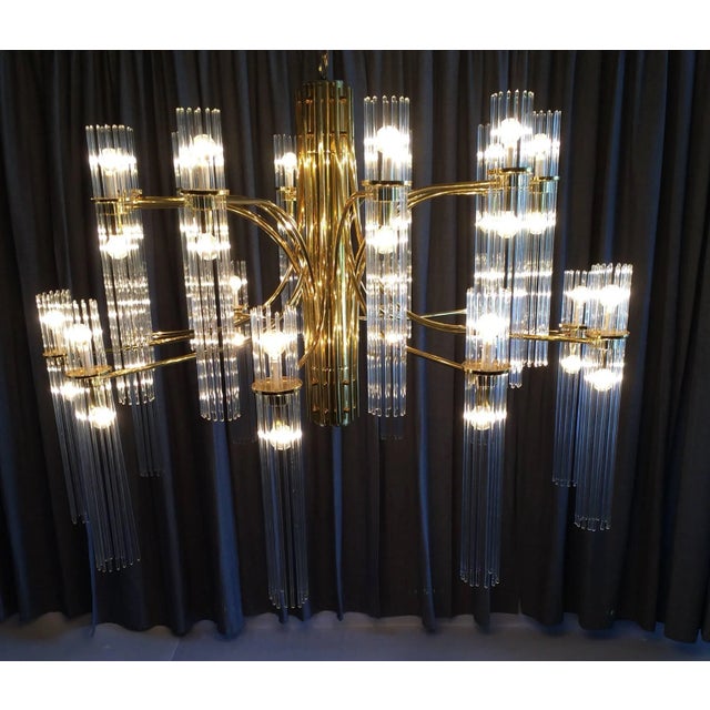 Gaetano Sciolari 1970s Gaetano Sciolari Brass & Glass Chandelier For Sale - Image 4 of 9