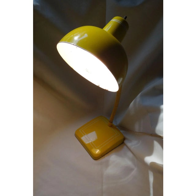 Mid 20th Century Yellow Enameled Gooseneck Desk Lamp For Sale - Image 5 of 12
