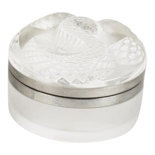 Art Deco Style Lalique French Art Glass Serpent Snake Boxe For Sale