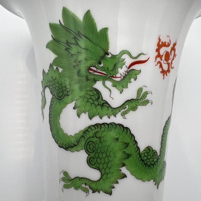 Mid-Century Modern Vintage Green Ming Dragon Vase from Meissen Porcelain, 1950s For Sale - Image 3 of 13