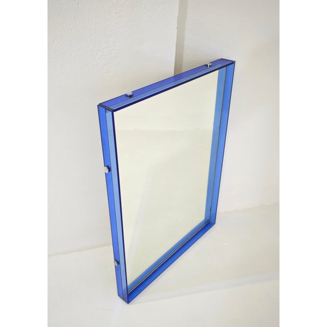 Mid-Century Modern Crystal Art Glass Blue Wall Mirror, Italy, 1960s For Sale - Image 14 of 16