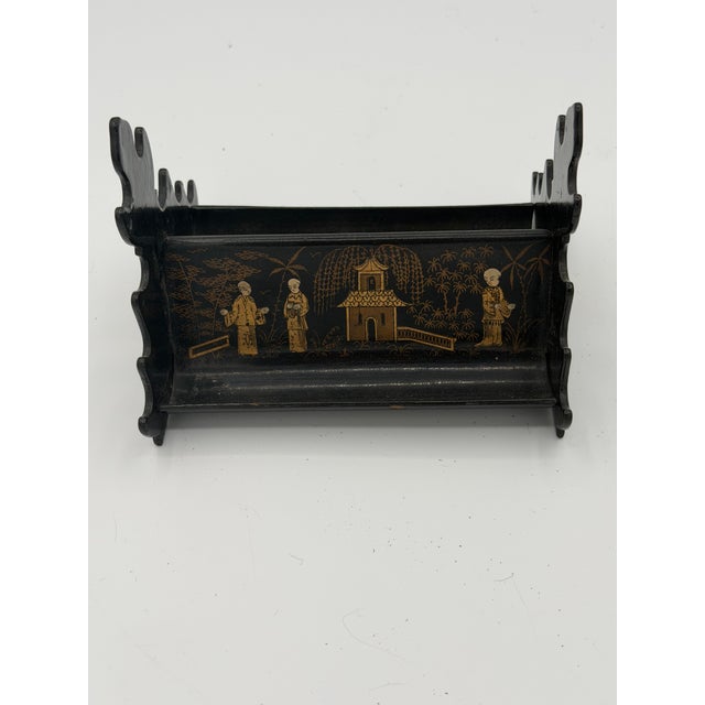 Victorian Late 19th Century A. Victorian Chinoiserie or Japanese Black. Lacquer Pen Rack or Display Stand For Sale - Image 3 of 8