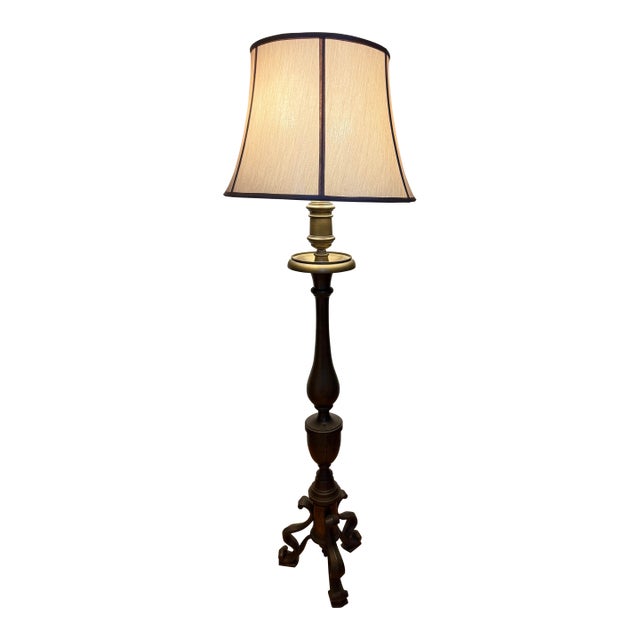 Vintage 1972 Chapman Solid Brass 2-Socket Standing Lamp, X739b, Mid-Century Modern/Hollywood Regency For Sale