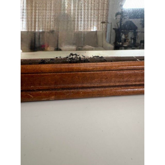 Camel Antique French Country Scalloped Wood Small Wall Mirror For Sale - Image 8 of 13