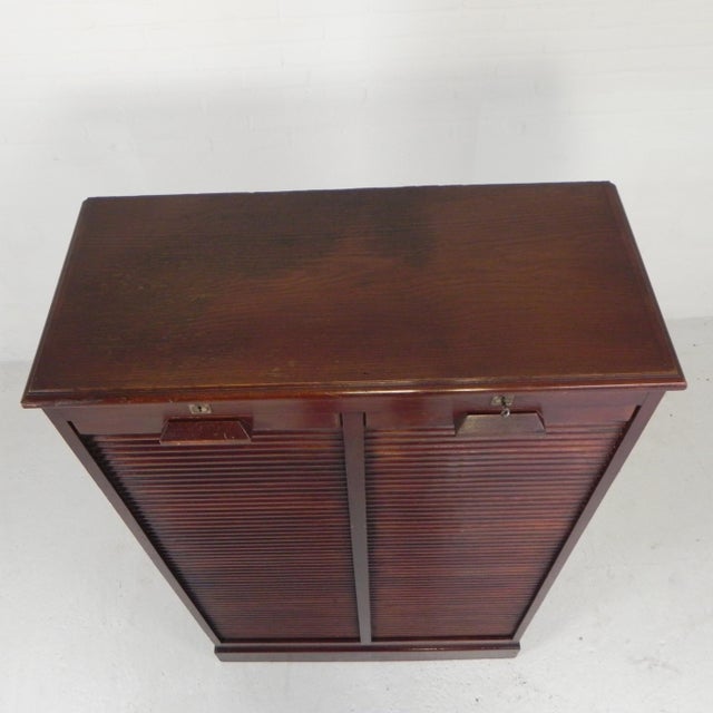 Oak Roller Shutter Cabinet, 1920s For Sale - Image 4 of 18