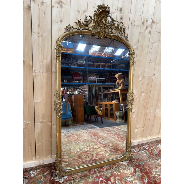 Napoleon III Mirror in Wood and Stucco Gilded with Gold Leaf For Sale - Image 11 of 11