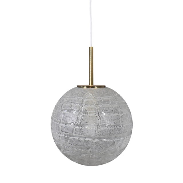 Ice Glass Ball Lamp by Doria Leuchten, 1970s For Sale