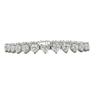 Gia Half Carat Heart Diamond Tennis Bracelet in 18k White Gold For Sale