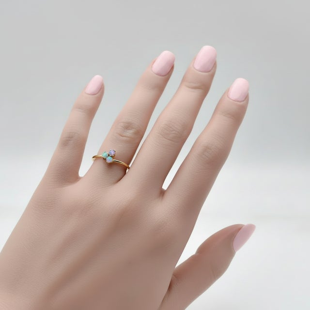 Late 19th Century Victorian 14k Gold Opal 3-Leaf Clover Ring, Size 5.25 For Sale - Image 9 of 9