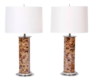 Horn Veneer Table Lamps - A Pair