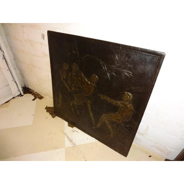 18th Century French Cast Iron Fireplace Back or Fire Back For Sale In Houston - Image 6 of 8