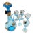 Mid-Century Modern Romanian Vintage Bohemian Blue & 22 Carat Gold Glass Decanter & 6 Piece Set For Sale