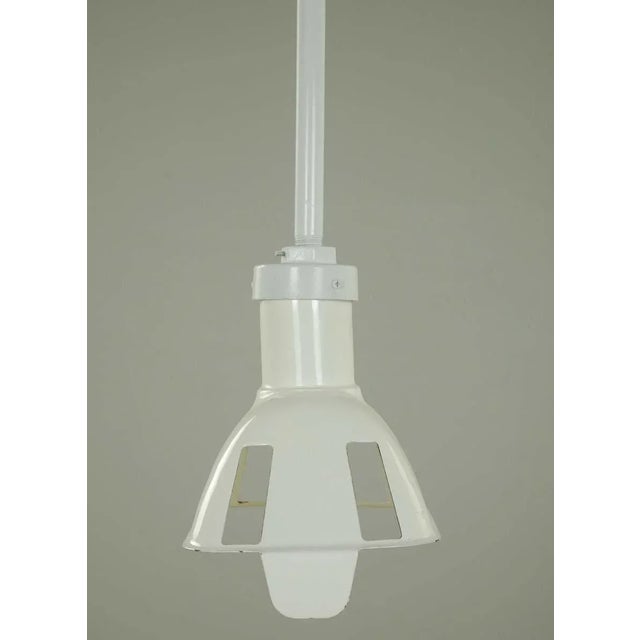 Late 20th Century Late 20th Century Restored White Enameled Steel Industrial Pendant Light For Sale - Image 5 of 10