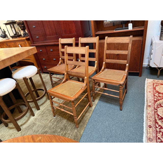 Wood Victorian Ladderback Dining Chairs, Set of Four For Sale - Image 7 of 14