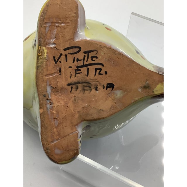 Blue Vintage Vietri Italy Signed Ceramic Colorful Painted Fish With Open Mouth Ashtray For Sale - Image 8 of 9